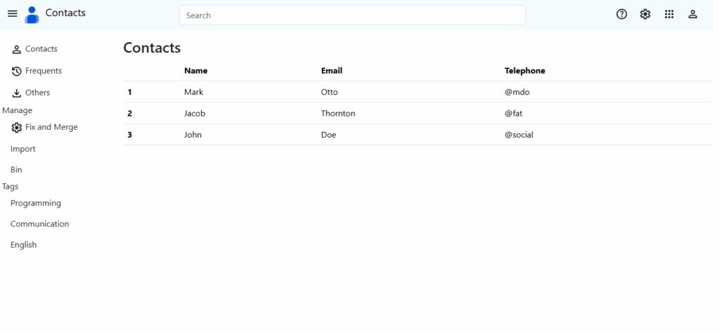 google contacts ui bootstrap 5